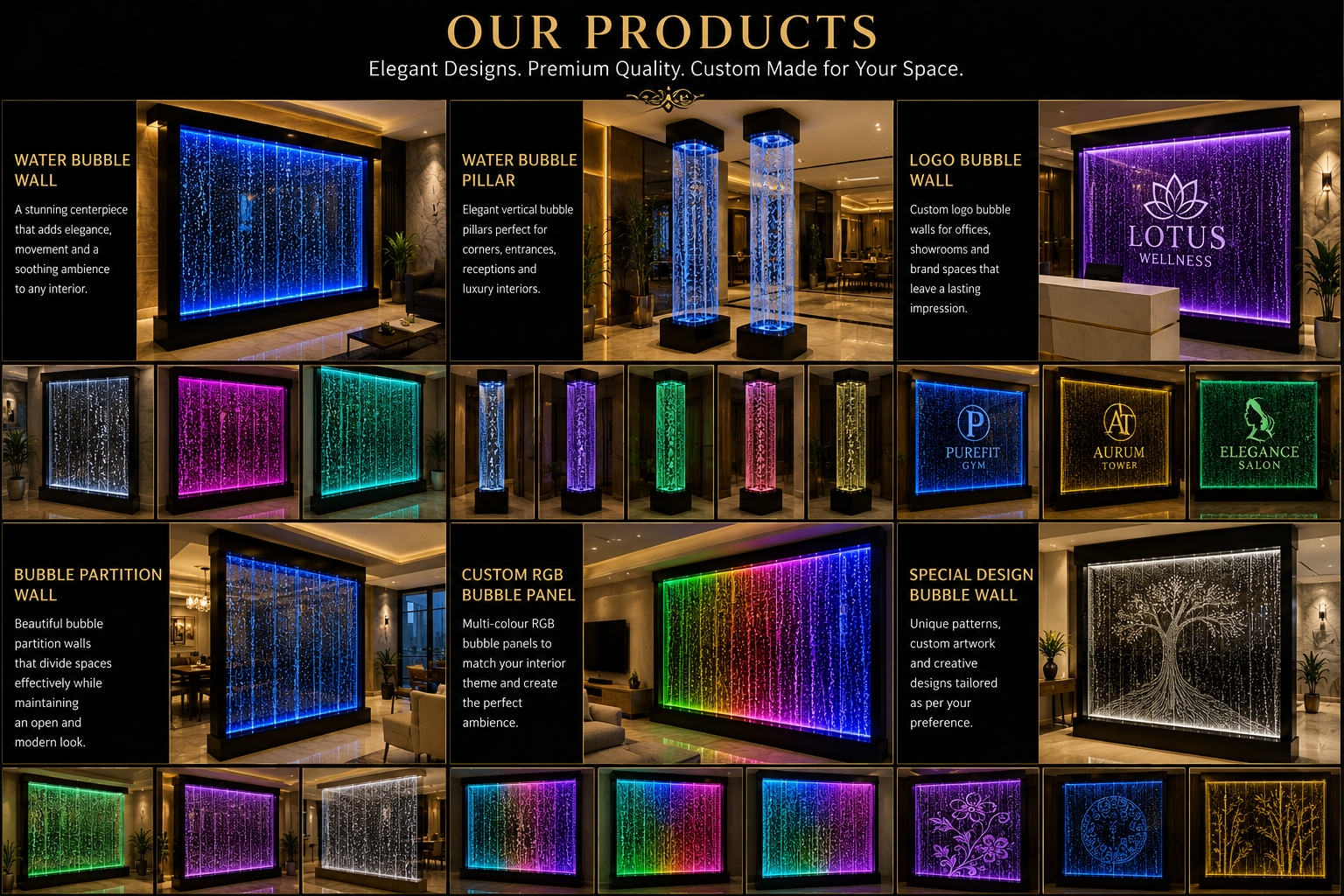 Water Bubble Wall and Bubble Pillars Product Range Showcase India